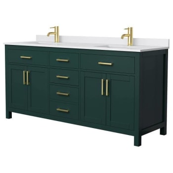 Image for Wyndham Beckett 72" Green Double Vanity, White Marble Top, Gold Trim from HD Supply
