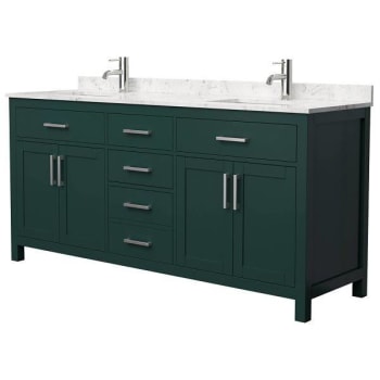 Image for Wyndham Beckett 72" Green Double Vanity, Carrara Marble Top, Nickel Trim from HD Supply