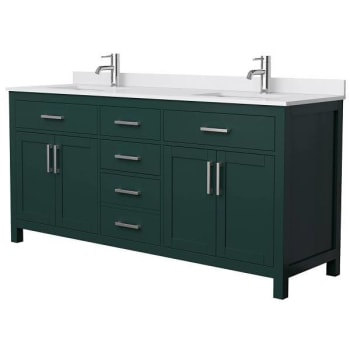 Image for Wyndham Beckett 72" Green Double Vanity, White Marble Top, Nickel Trim from HD Supply
