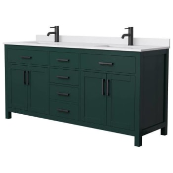 Image for Wyndham Beckett 72" Green Double Vanity, White Marble Top, Black Trim from HD Supply