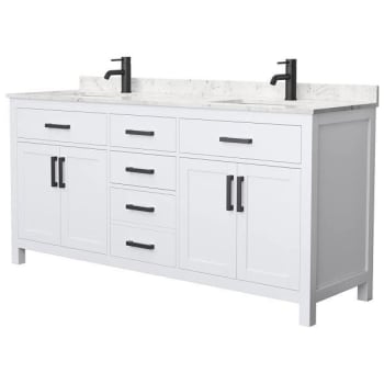 Image for Wyndham Beckett 72" White Double Vanity, Carrara Marble Top,black Trim from HD Supply