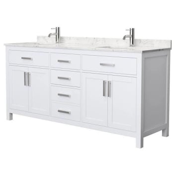 Image for Wyndham Beckett 72" White Double Vanity, Carrara Marble Top from HD Supply