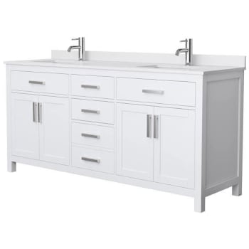 Image for Wyndham Beckett 72" White Double Vanity, White Marble Top from HD Supply