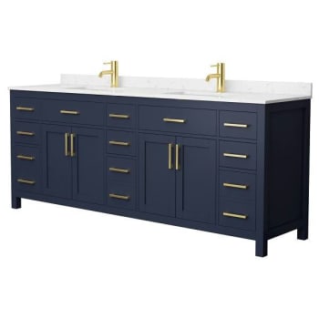 Image for Wyndham Beckett 84" Dark Blue Double Vanity, Carrara Marble Top from HD Supply