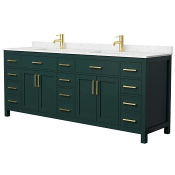 Image for Wyndham Beckett 84" Green Double Vanity, Carrara Marble Top, Gold Trim from HD Supply