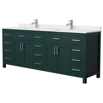 Image for Wyndham Beckett 84" Green Double Vanity, Carrara Marble Top, Nickel Trim from HD Supply