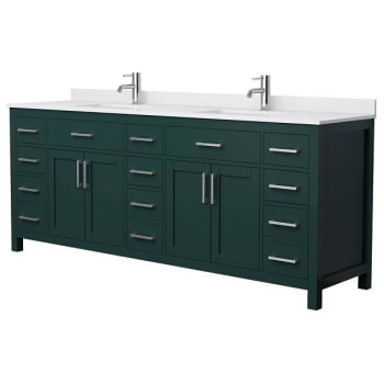 Image for Wyndham Beckett 84" Green Double Vanity, White Marble Top, Nickel Trim from HD Supply