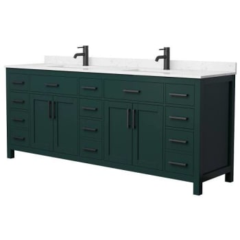 Image for Wyndham Beckett 84" Green Double Vanity, Carrara Marble Top, Black Trim from HD Supply