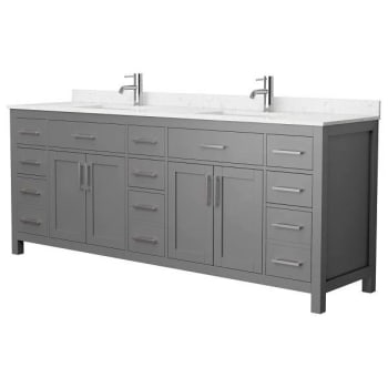 Image for Wyndham Beckett 84" Dark Gray Double Vanity, Carrara Marble Top from HD Supply
