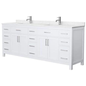 Image for Wyndham Beckett 84" White Double Vanity, Carrara Marble Top from HD Supply