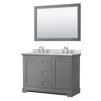 Image for Wyndham Avery 48" Dark Gray Double Vanity, Carrara Marble, Oval Sinks, Mirror from HD Supply