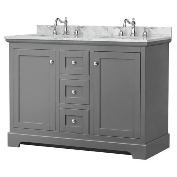 Image for Wyndham Avery 48" Dark Gray Double Vanity, Carrara Marble Top, Oval Sinks from HD Supply