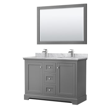 Image for Wyndham Avery 48" Dark Gray Double Vanity, Carrara Marble, Square Sinks, Mirror from HD Supply