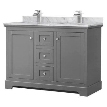 Image for Wyndham Avery 48" Dark Gray Double Vanity, Carrara Marble Top, Square Sinks from HD Supply