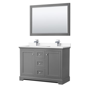 Image for Wyndham Avery 48" Dark Gray Double Vanity, White Marble Top, 46" Mirror from HD Supply