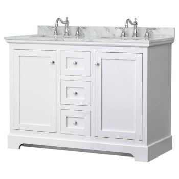 Image for Wyndham Avery 48" White Double Vanity, Carrara Marble Top, Oval Sinks from HD Supply