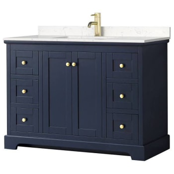 Image for Wyndham Avery 48" Dark Blue Single Vanity, Carrara Marble Top from HD Supply