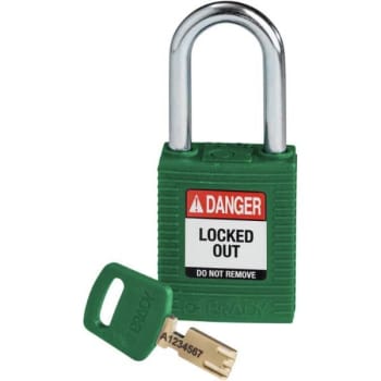 Brady Safekey 1.5 In Steel Shackle Keyed Different Nylon Padlock (12-Pack) (Green)