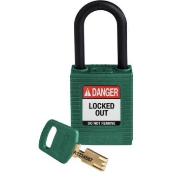 Image for Brady Safekey 1.5 In Plastic Shackle Keyed Different Nylon Padlock (12-Pack) (Green) from HD Supply