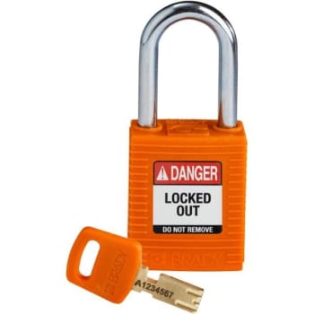 Image for Brady Safekey 1.5 in Steel Shackle Keyed Different Nylon Padlock (12-Pack) (Orange) from HD Supply