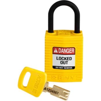 Image for Brady Safekey 1 in Plastic Shackle Keyed Different Nylon Padlock (12-Pack) (Yellow) from HD Supply