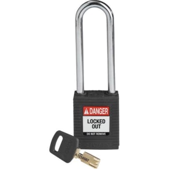 Image for Brady Safekey 3 in Steel Shackle Keyed Different Nylon Padlock (12-Pack) (Black) from HD Supply