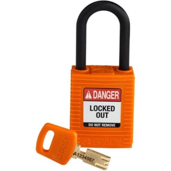 Image for Brady Safekey 1.5 In Plastic Shackle Keyed Different Nylon Padlock (12-Pack) (Orange) from HD Supply