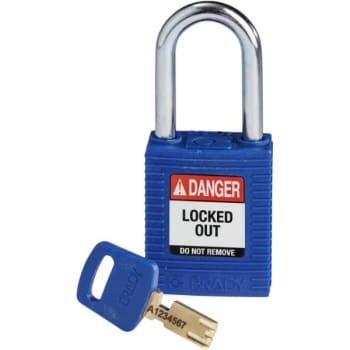 Image for Brady Safekey 1.5 In Steel Shackle Keyed Different Nylon Padlock (12-Pack) (Blue) from HD Supply