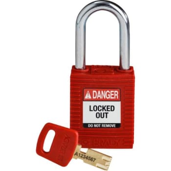 Image for Brady Safekey 1.5 in Steel Shackle Keyed Different Nylon Padlock (12-Pack) (Red) from HD Supply