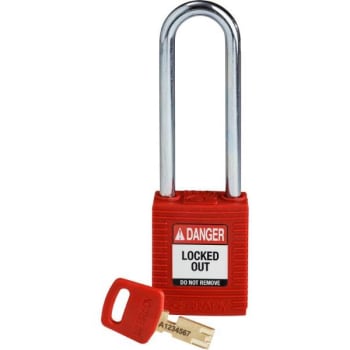 Image for Brady Safekey 3 in Steel Shackle Keyed Different Nylon Padlock (12-Pack) (Red) from HD Supply