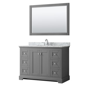 Image for Wyndham Avery 48" Dark Gray Single Vanity, Carrara Marble, Oval Sink, 46" Mirror from HD Supply
