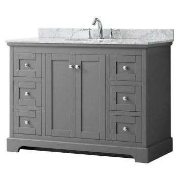 Image for Wyndham Avery 48" Dark Gray Single Vanity, Carrara Marble Top, Oval Sink from HD Supply