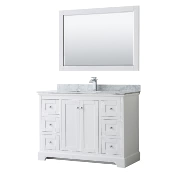 Image for Wyndham Avery 48" White Single Vanity, Carrara Marble, Square Sink, 46" Mirror from HD Supply