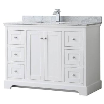 Image for Wyndham Avery 48" White Single Vanity, Carrara Marble Top, Square Sink from HD Supply