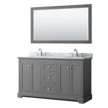 Image for Wyndham Avery 60" Dark Gray Double Vanity, Carrara Marble, Oval Sinks, Mirror from HD Supply