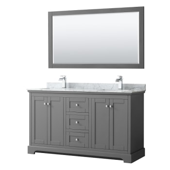 Image for Wyndham Avery 60" Dark Gray Double Vanity, Carrara Marble, Square Sinks, Mirror from HD Supply