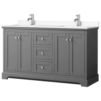 Image for Wyndham Avery 60" Dark Gray Double Vanity, White Marble Top from HD Supply