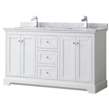 Image for Wyndham Avery 60" White Double Vanity, Carrara Marble Top, Square Sinks from HD Supply
