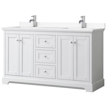Image for Wyndham Avery 60" White Double Vanity, White Marble Top from HD Supply