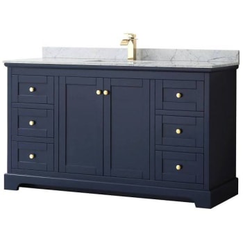Image for Wyndham Avery 60" Dark Blue Single Vanity, Carrara Marble Top, Square Sink from HD Supply