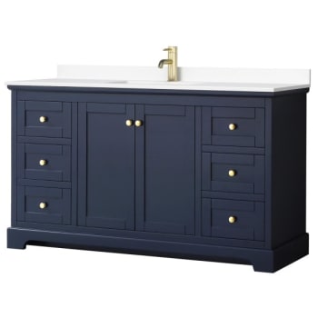 Image for Wyndham Avery 60" Dark Blue Single Vanity, White Marble Top from HD Supply