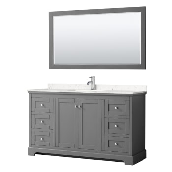 Image for Wyndham Avery 60" Dark Gray Single Vanity, Carrara Marble Top, 58" Mirror from HD Supply