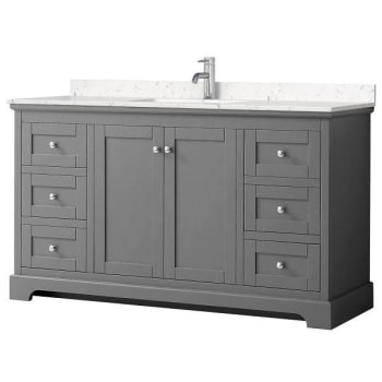 Image for Wyndham Avery 60" Dark Gray Single Vanity, Carrara Marble Top from HD Supply