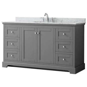 Image for Wyndham Avery 60" Dark Gray Single Vanity, Carrara Marble Top, Oval Sink from HD Supply
