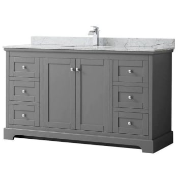 Image for Wyndham Avery 60" Dark Gray Single Vanity, Carrara Marble Top, Square Sink from HD Supply