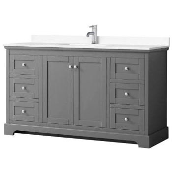 Image for Wyndham Avery 60" Dark Gray Single Vanity, White Marble Top from HD Supply