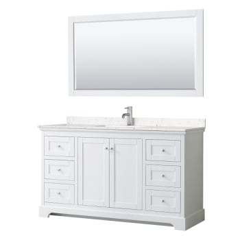 Image for Wyndham Avery 60" White Single Vanity, Carrara Marble Top, 58" Mirror from HD Supply
