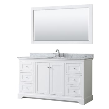 Image for Wyndham Avery 60" White Single Vanity, Carrara Marble Top, Oval Sink, 58" Mirror from HD Supply