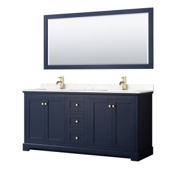 Image for Wyndham Avery 72" Dark Blue Double Vanity, Carrara Marble Top, 70" Mirror from HD Supply