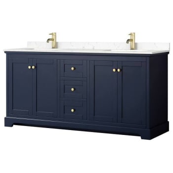 Image for Wyndham Avery 72" Dark Blue Double Vanity, Carrara Marble Top from HD Supply